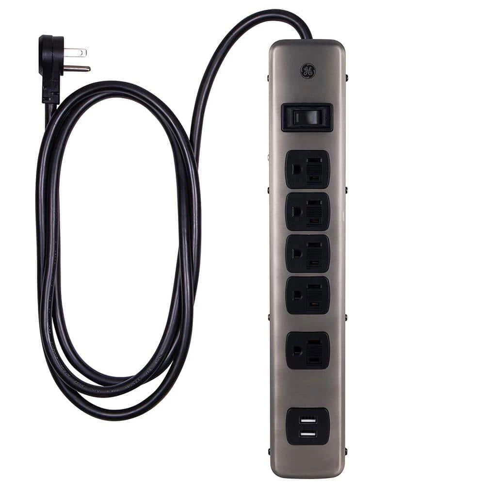 5-Outlet 2-USB Designer Surge Protector, Brushed Nickel 1 5-Outlet 2-USB Designer Surge Protector, Brushed Nickel