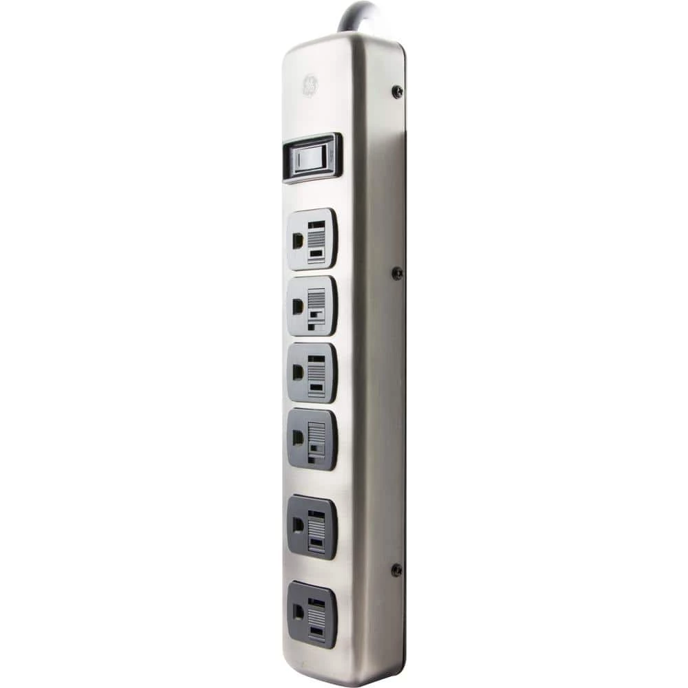 6-Outlet 300-Jouels Surge Protector with 4 ft. Cord in Brushed Nickel 4 6-Outlet 300-Jouels Surge Protector with 4 ft. Cord in Brushed Nickel - Image 4
