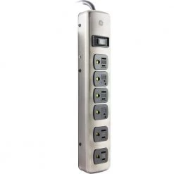6-Outlet 300-Jouels Surge Protector with 4 ft. Cord in Brushed Nickel 8 6-Outlet 300-Jouels Surge Protector with 4 ft. Cord in Brushed Nickel -Home Electronics Shop brushed nickel ge surge protectors 34767 4f 1000