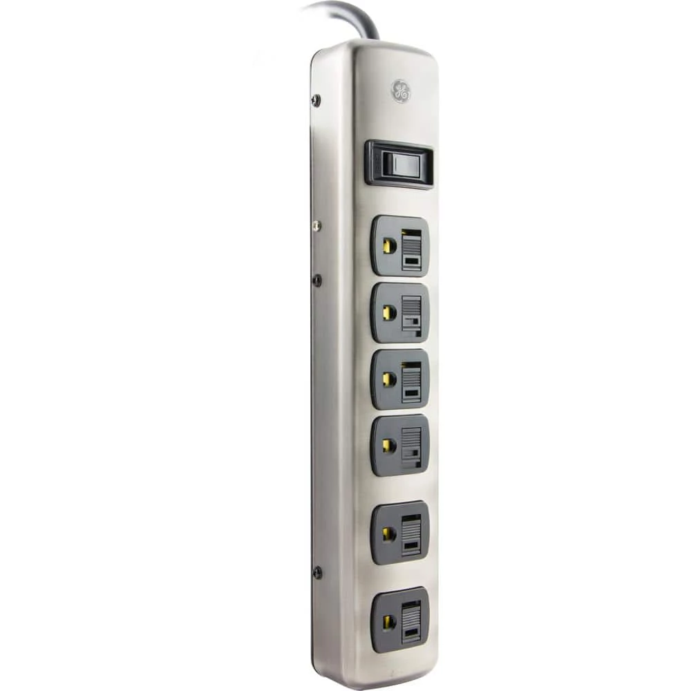 6-Outlet 300-Jouels Surge Protector with 4 ft. Cord in Brushed Nickel 3 6-Outlet 300-Jouels Surge Protector with 4 ft. Cord in Brushed Nickel - Image 3