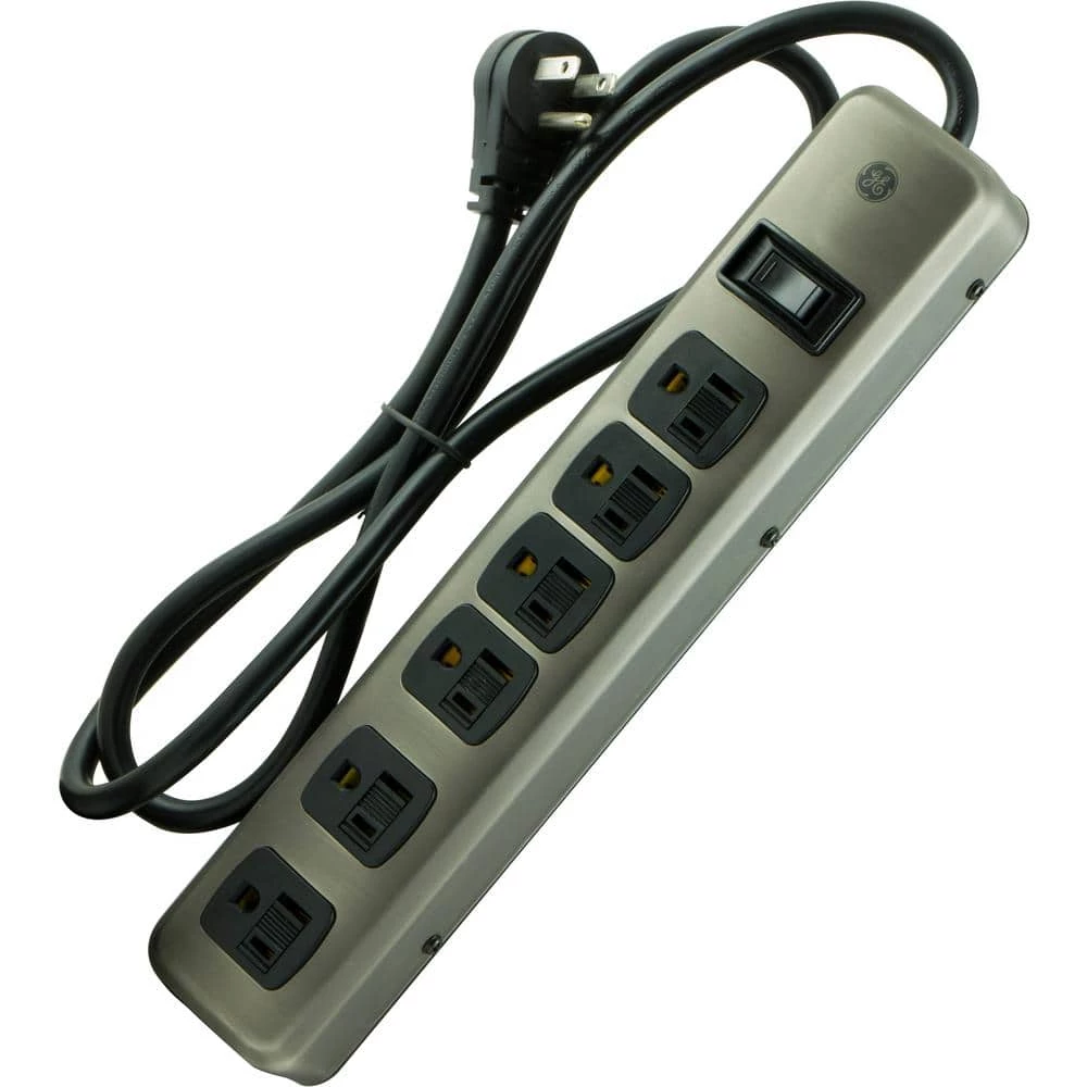 6-Outlet 300-Jouels Surge Protector with 4 ft. Cord in Brushed Nickel 1 6-Outlet 300-Jouels Surge Protector with 4 ft. Cord in Brushed Nickel