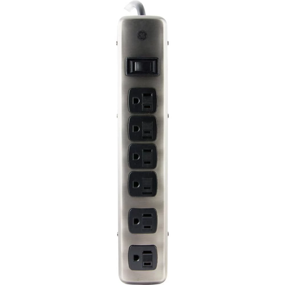 6-Outlet 300-Jouels Surge Protector with 4 ft. Cord in Brushed Nickel 2 6-Outlet 300-Jouels Surge Protector with 4 ft. Cord in Brushed Nickel - Image 2
