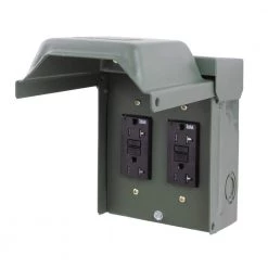 2-20 Amp Backyard Outlet with GFCI Receptacles by GE 9 2-20 Amp Backyard Outlet with GFCI Receptacles by GE -Home Electronics Shop dark green ge weatherproof boxes u012010grp 1d 1000