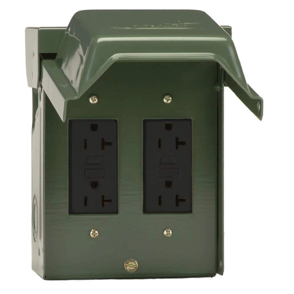 2-20 Amp Backyard Outlet with GFCI Receptacles by GE 1 2-20 Amp Backyard Outlet with GFCI Receptacles by GE