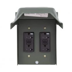 2-20 Amp Backyard Outlet with GFCI Receptacles by GE 8 2-20 Amp Backyard Outlet with GFCI Receptacles by GE -Home Electronics Shop dark green ge weatherproof boxes u012010grp a0 1000
