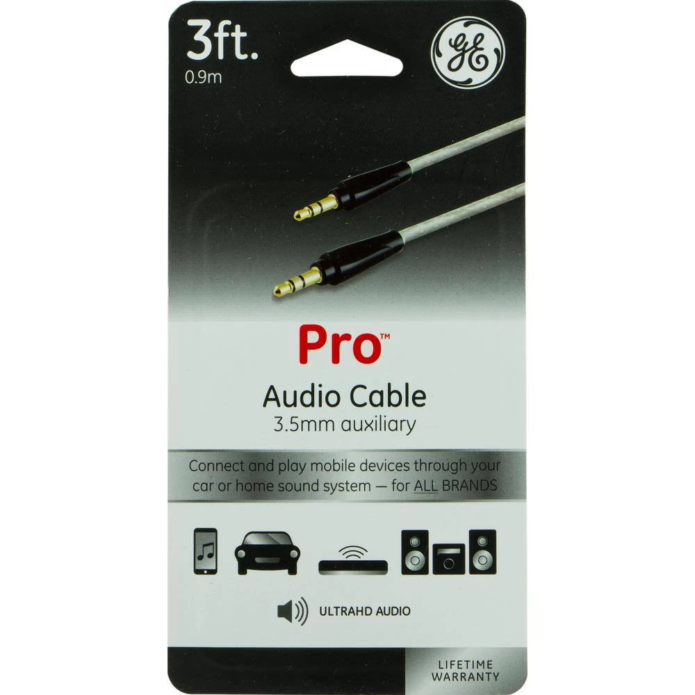 3 ft. 3.5mm Audio Auxiliary Cable in Silver by GE 5 3 ft. 3.5mm Audio Auxiliary Cable in Silver by GE - Image 5