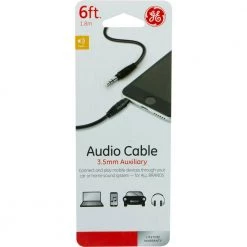 6 ft. 3.5mm Audio Auxiliary Cable in Black by GE -Home Electronics Shop ge audio video cables 33572 44 1000