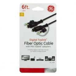 6 ft. Toslink Fiber Optic Audio Cable in Black by GE -Home Electronics Shop ge audio video cables 34111 1f 1000