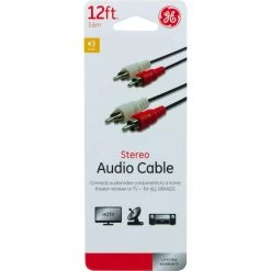 12 ft. RCA Y-Audio Cable with Red and White Plugs in Black by GE -Home Electronics Shop ge audio video cables 34491 1f 1000