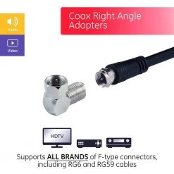 Right Angle F-Type Connector, Coax Connection (50-Pack) by GE -Home Electronics Shop ge cable adapters extenders 51203 4f 1000