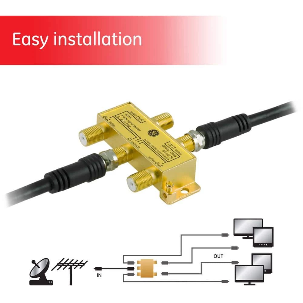Gold Plated 4-Way Coaxial Cable Splitter in Gold by GE 4 Gold Plated 4-Way Coaxial Cable Splitter in Gold by GE - Image 4