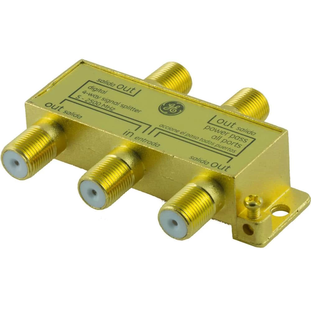 Gold Plated 4-Way Coaxial Cable Splitter in Gold by GE 5 Gold Plated 4-Way Coaxial Cable Splitter in Gold by GE - Image 5