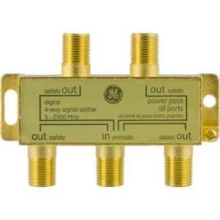 Gold Plated 4-Way Coaxial Cable Splitter in Gold by GE