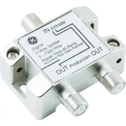 2-Way Coaxial Cable Splitter in Nickel/Silver by GE -Home Electronics Shop ge cable splitters signal amplifiers 34136 1f 1000