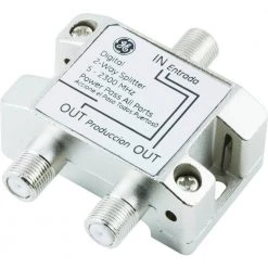 2-Way Coaxial Cable Splitter in Nickel/Silver by GE -Home Electronics Shop ge cable splitters signal amplifiers 34136 4f 1000