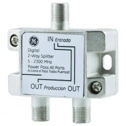 2-Way Coaxial Cable Splitter in Nickel/Silver by GE