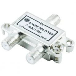 2-Way Coaxial Cable Splitter in Nickel/Silver by GE -Home Electronics Shop ge cable splitters signal amplifiers 35046 1f 1000