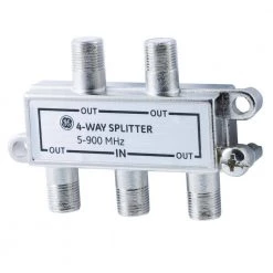 4-Way Coaxial Cable Splitter in Nickel/Silver by GE -Home Electronics Shop ge cable splitters signal amplifiers 35047 1f 1000