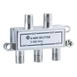 4-Way Coaxial Cable Splitter in Nickel/Silver by GE -Home Electronics Shop ge cable splitters signal amplifiers 35047 44 1000