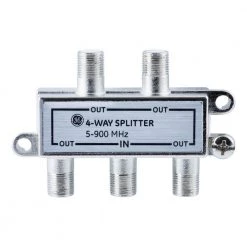 4-Way Coaxial Cable Splitter in Nickel/Silver by GE
