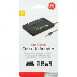 Universal 3.5mm Audio Adapter, Car Cassette to Headphone Jack in Black by GE -Home Electronics Shop ge car cell phone accessories 34496 44 1000