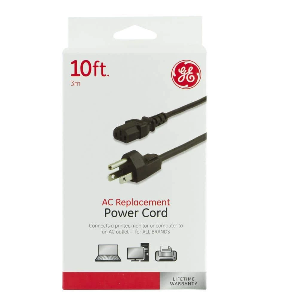 10 ft. Computer Power Cord, Black by GE 3 10 ft. Computer Power Cord, Black by GE - Image 3