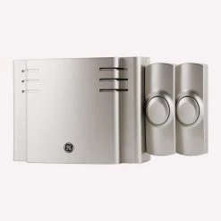 Satin Nickel, Wireless Door Bell Kit, 8 Melodies, 1 Receiver, 2 Push Buttons, Battery-Operated by GE 13 Satin Nickel, Wireless Door Bell Kit, 8 Melodies, 1 Receiver, 2 Push Buttons, Battery-Operated by GE -Home Electronics Shop ge doorbell kits 30393 76 1000