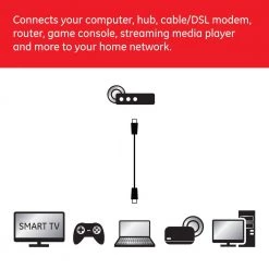 14 ft. Cat5E Ethernet Cable, Black by GE -Home Electronics Shop ge ethernet cables 33761 4f 1000