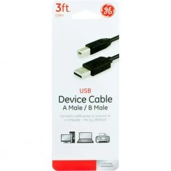 USB 2.0 Printer Cable, A Male to B Male Cord by GE -Home Electronics Shop ge extension cord accessories 34501 1f 1000