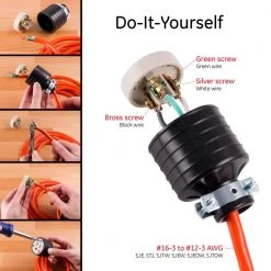 Heavy Duty Grounded with Metal Clamp Connector - Black by GE -Home Electronics Shop ge extension cord accessories 52153 4f 1000