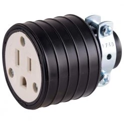 Heavy Duty Grounded with Metal Clamp Connector - Black by GE