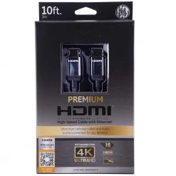 10 ft. 4K HDMI 2.0 Cable with Gold Plated Connectors in Black by GE -Home Electronics Shop ge hdmi cables 40085 1f 1000