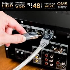 15 ft. 8K HDMI 2.1 Cable with Ethernet and Gold Plated Connectors in Grey by GE -Home Electronics Shop ge hdmi cables 66832 4f 1000