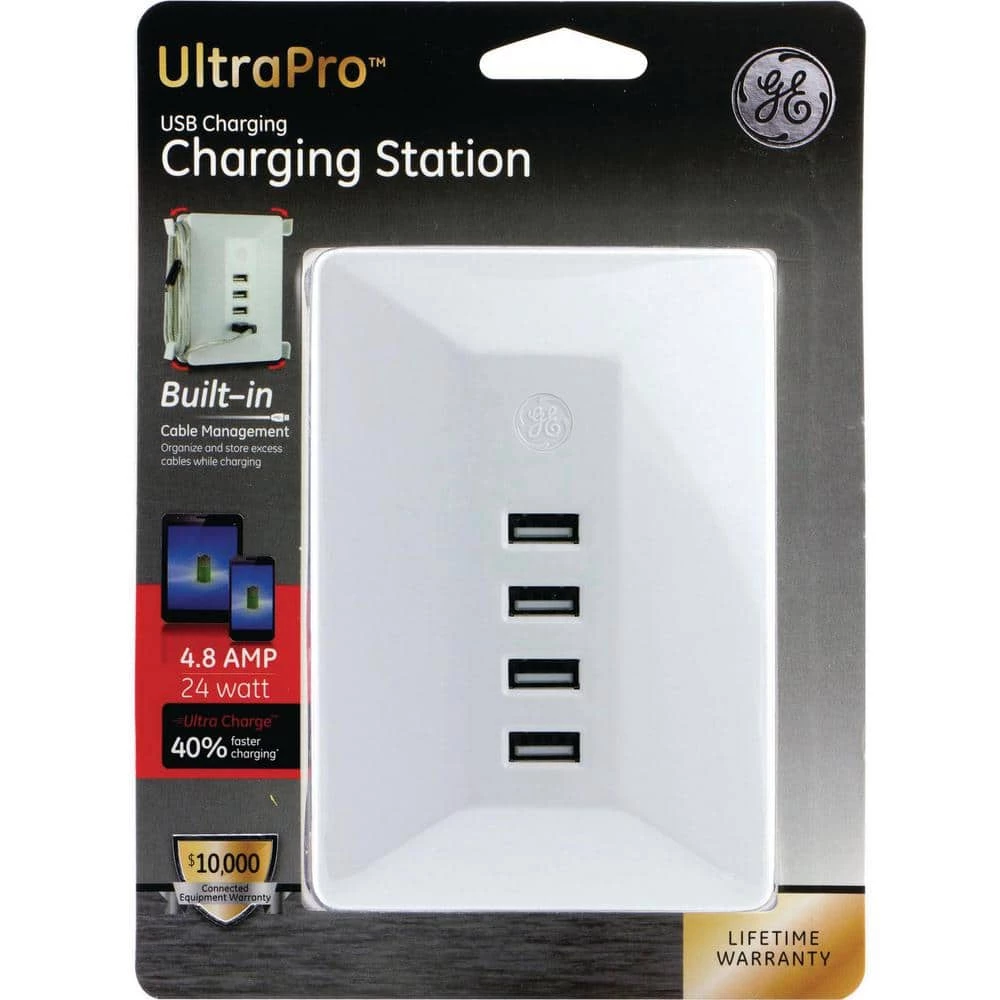 4-USB Outlet Charging Station, White by GE 4 4-USB Outlet Charging Station, White by GE - Image 4
