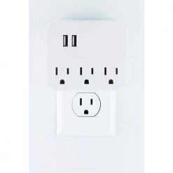 3-Outlet 2-USB Charging Station in White by GE -Home Electronics Shop ge outlet adapters converters 32193 1f 1000