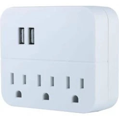 3-Outlet 2-USB Charging Station in White by GE -Home Electronics Shop ge outlet adapters converters 32193 4f 1000
