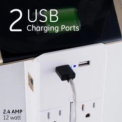 6-Outlet 2 USB Swivel Outlet Charging Station in White by GE -Home Electronics Shop ge outlet adapters converters 37064 1f 1000