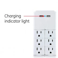6-Outlet 2 USB Swivel Outlet Charging Station in White by GE -Home Electronics Shop ge outlet adapters converters 37064 44 1000