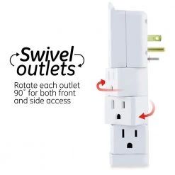 6-Outlet 2 USB Swivel Outlet Charging Station in White by GE -Home Electronics Shop ge outlet adapters converters 37064 4f 1000