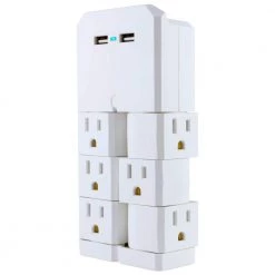 6-Outlet 2 USB Swivel Outlet Charging Station in White by GE