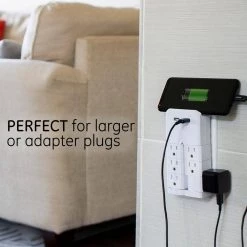 6-Outlet 2 USB Swivel Outlet Charging Station in White by GE -Home Electronics Shop ge outlet adapters converters 37064 fa 1000