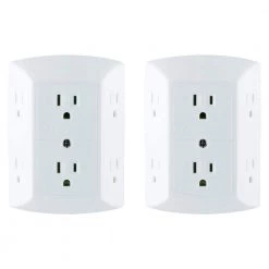 6-Outlet Grounded Outlet Tap with Adapter Spaced Outlets (2-Pack) by GE