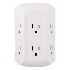 Grounded 6-Outlet Wall Tap Surge Protector, Adapter Spaced Outlets
