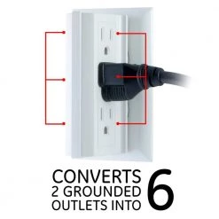 6-Outlet Grounded Side-Access Tap, White (3-Pack) by GE 9 6-Outlet Grounded Side-Access Tap, White (3-Pack) by GE -Home Electronics Shop ge outlet adapters converters 48662 1f 1000