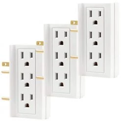 6-Outlet Grounded Side-Access Tap, White (3-Pack) by GE