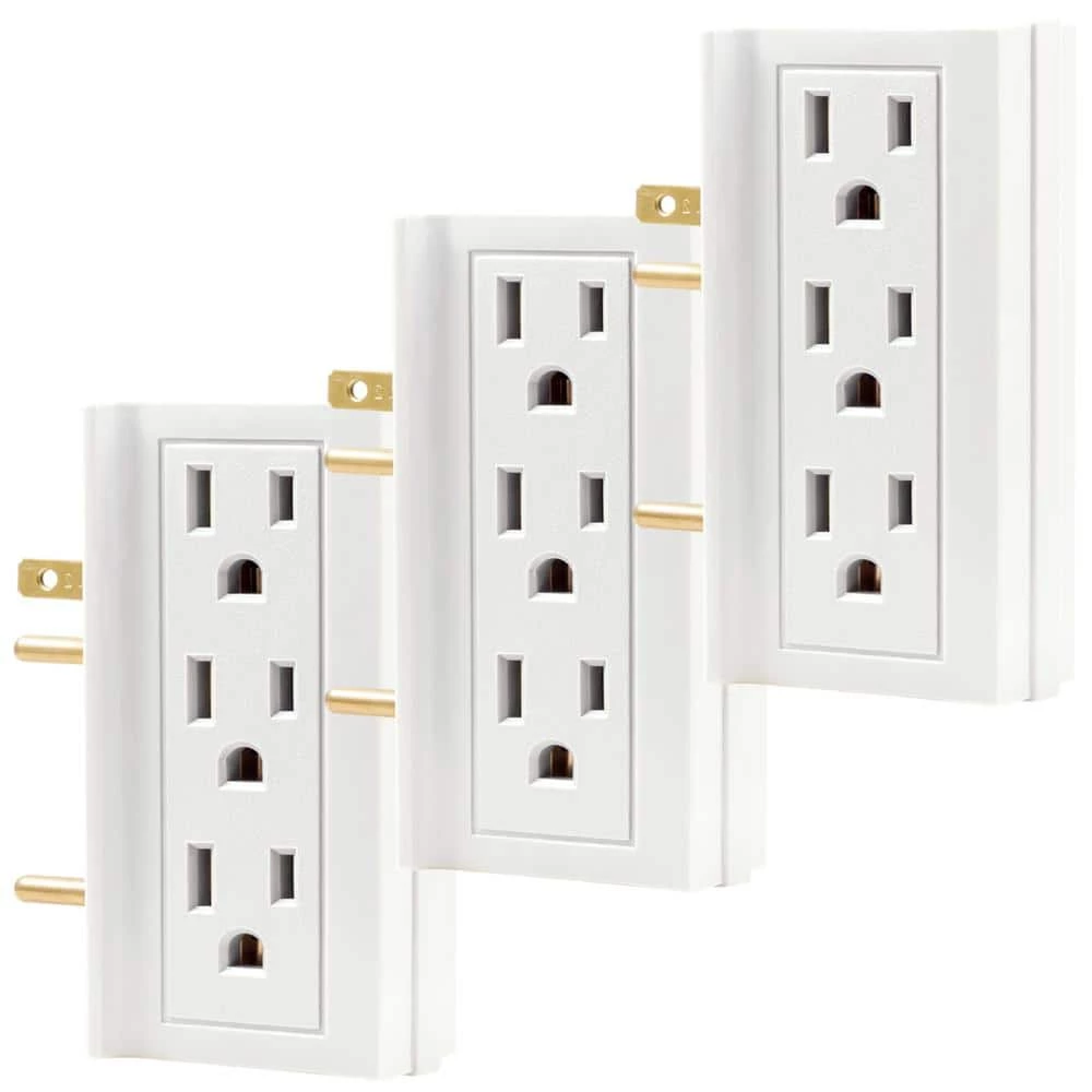 6-Outlet Grounded Side-Access Tap, White (3-Pack) by GE 1 6-Outlet Grounded Side-Access Tap, White (3-Pack) by GE