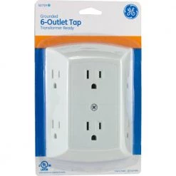 6-Outlet Grounded Adapter-Spaced Tap by GE -Home Electronics Shop ge outlet adapters converters 50759 fa 1000