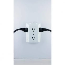 6-Outlet Grounded Tap with Resettable Circuit Breaker, White by GE -Home Electronics Shop ge outlet adapters converters 56575 1f 1000