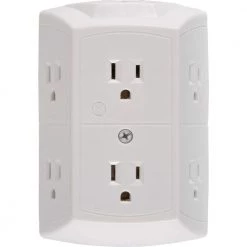 6-Outlet Grounded Tap with Resettable Circuit Breaker, White by GE -Home Electronics Shop ge outlet adapters converters 56575 40 1000