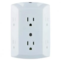 6-Outlet Grounded Tap with Resettable Circuit Breaker, White by GE